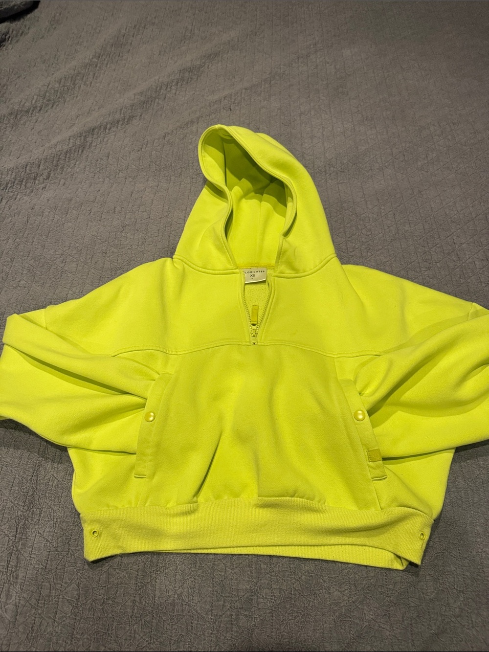 Blogilates Marshmallow crop Half Zip Hooded Sweatshirt